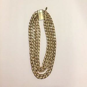 🦚 Saachi Gold and White Leather Chain Necklace